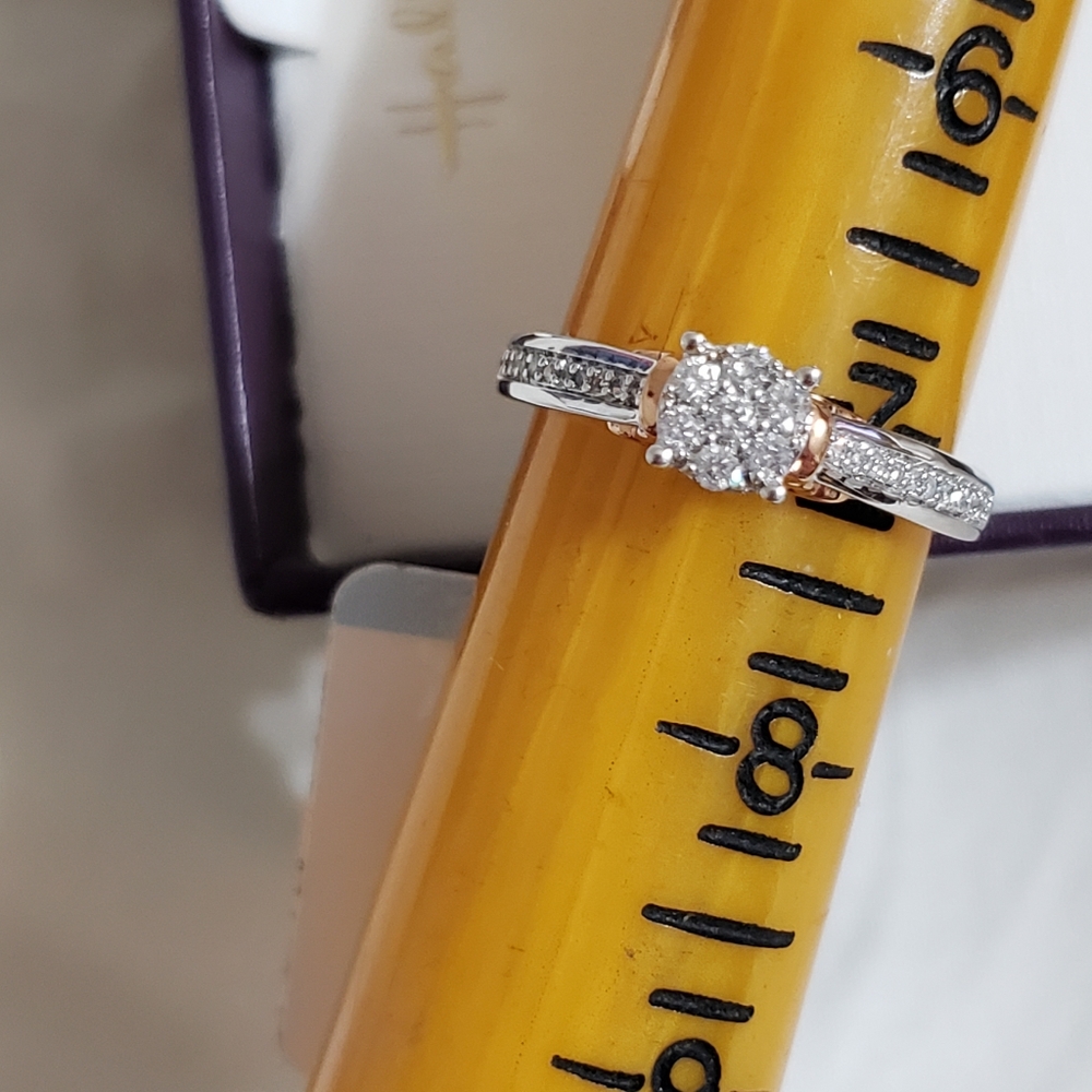Hallmark Sterling & 10k Rose Gold Diamond Engagement Ring. SZ 7 ❤️